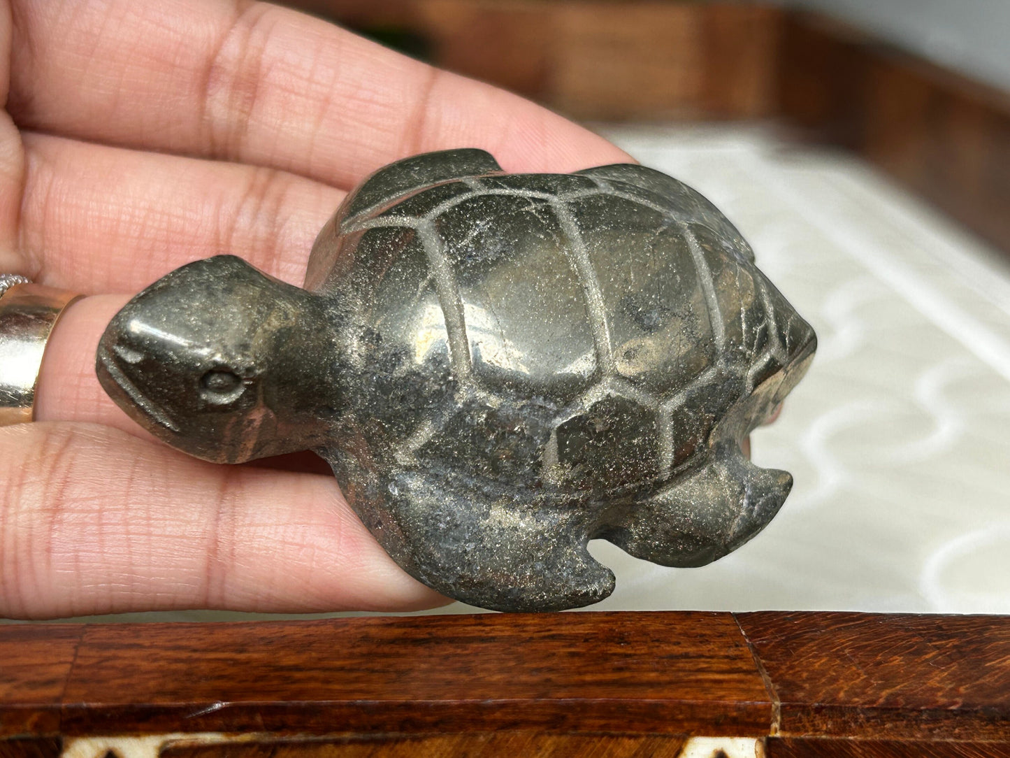 Pyrite Turtle Crystal Carvings; 2.5 inches