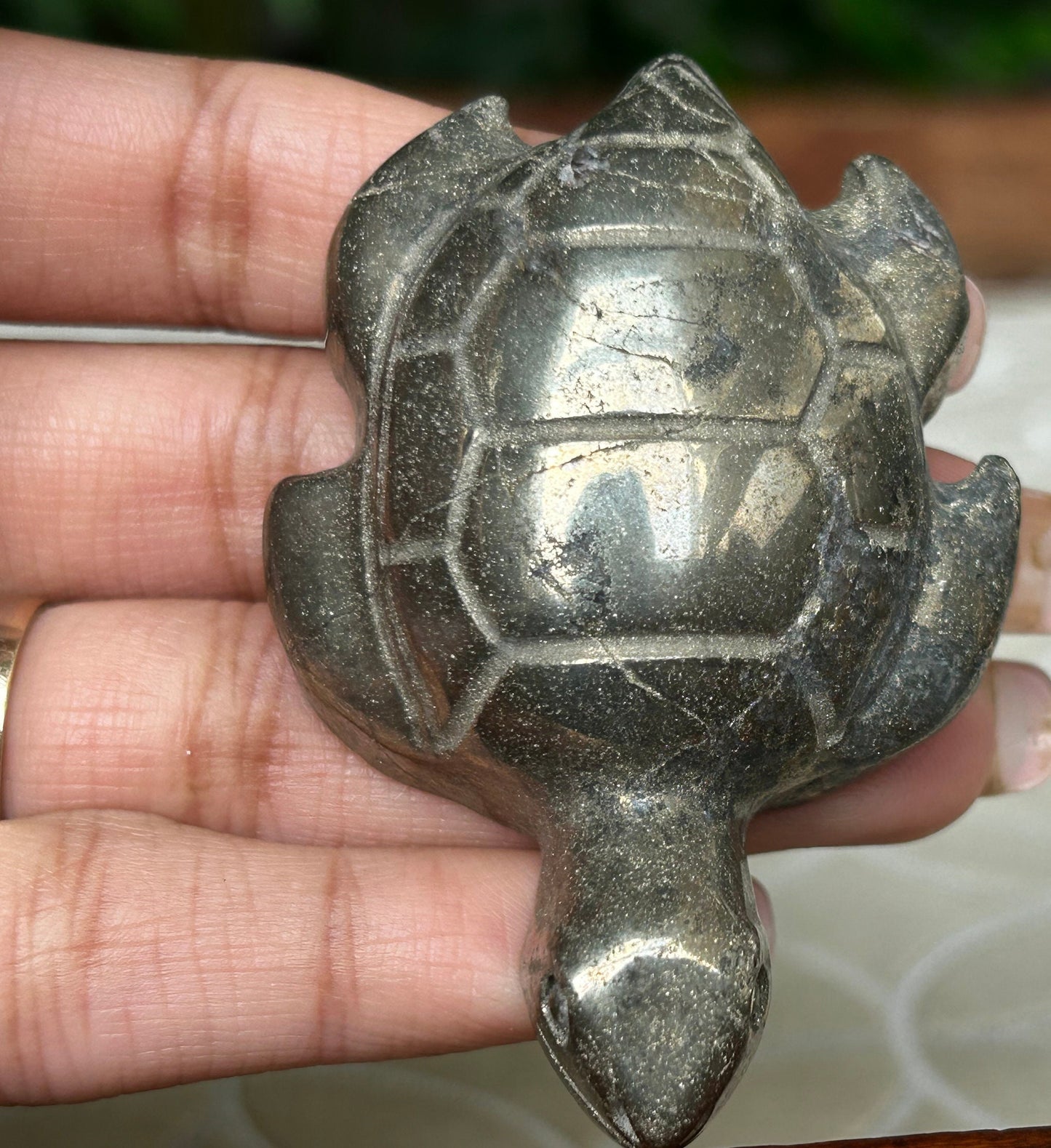 Pyrite Turtle Crystal Carvings; 2.5 inches
