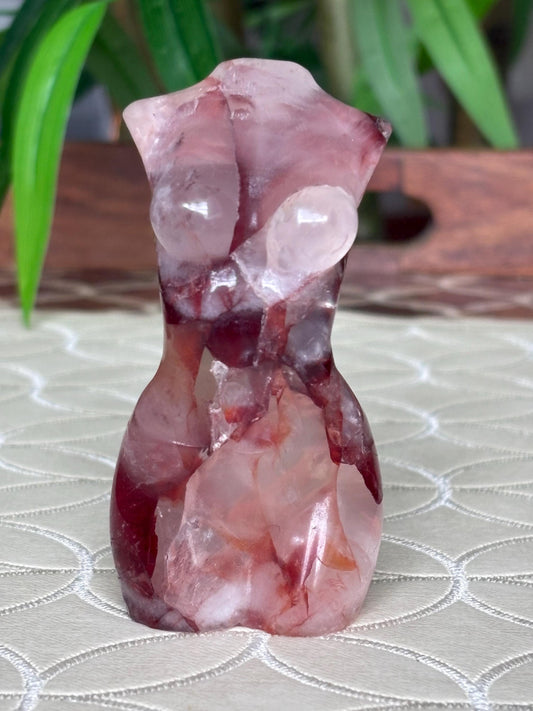 Fire Quartz Crystal Women's Body: Grounding Healing Stone (3.30 inches