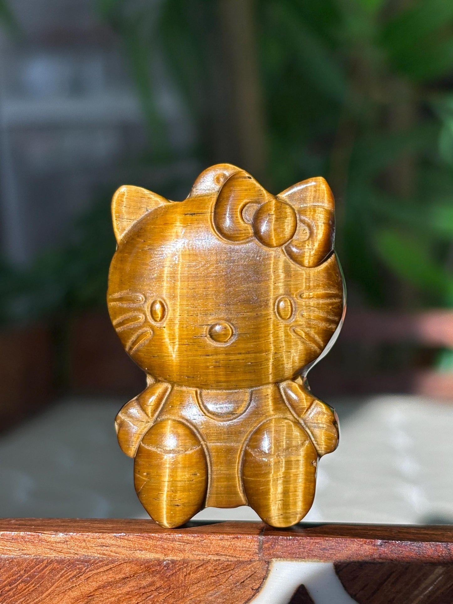 Tiger Eye Hello Kitty Carving; 1.78 inches