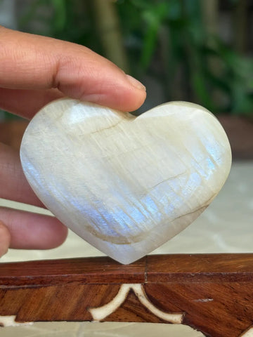 Moonstone Heart: 2.13 inch Crystal Heart