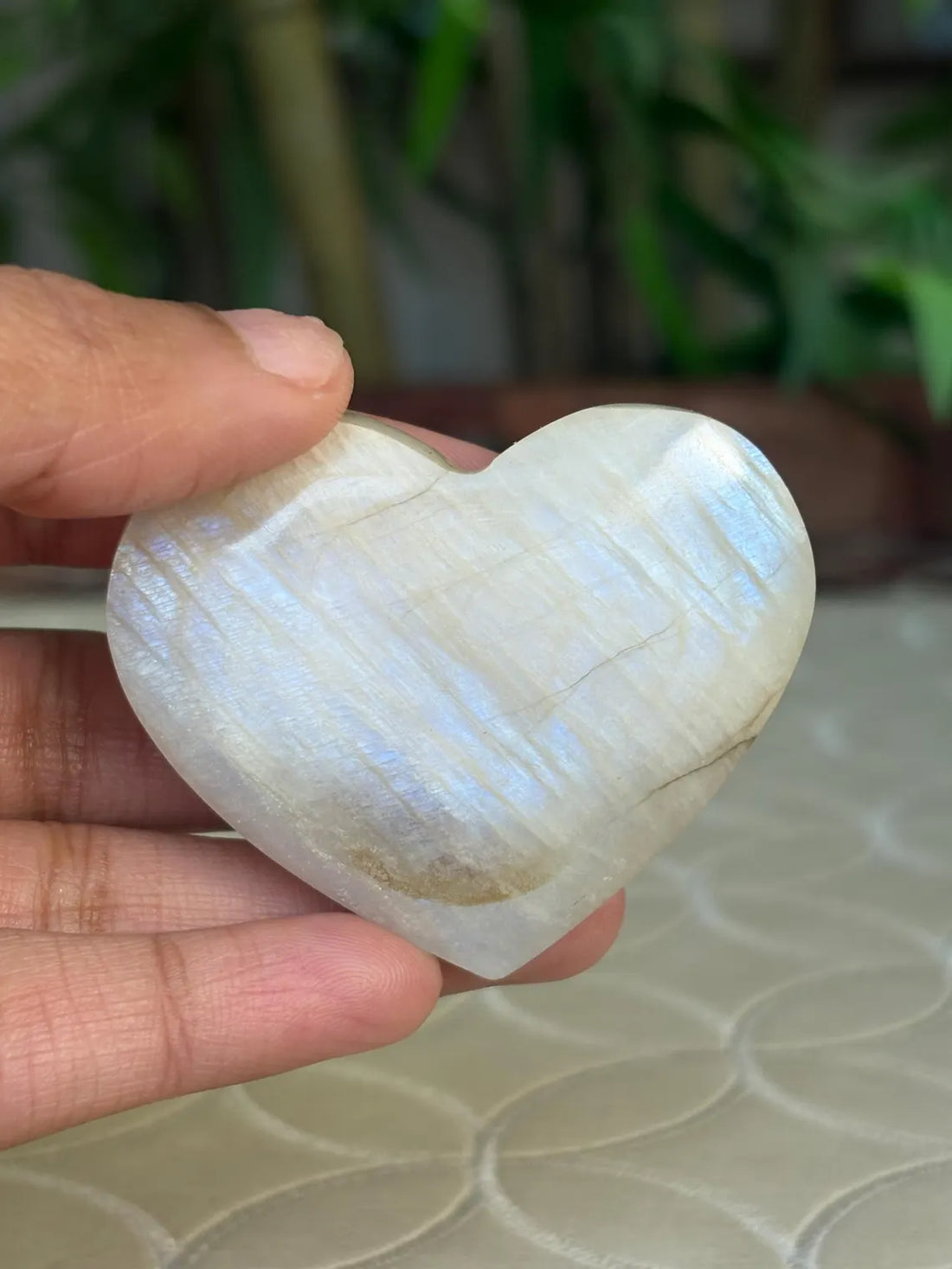 Moonstone Heart: 2.13 inch Crystal Heart