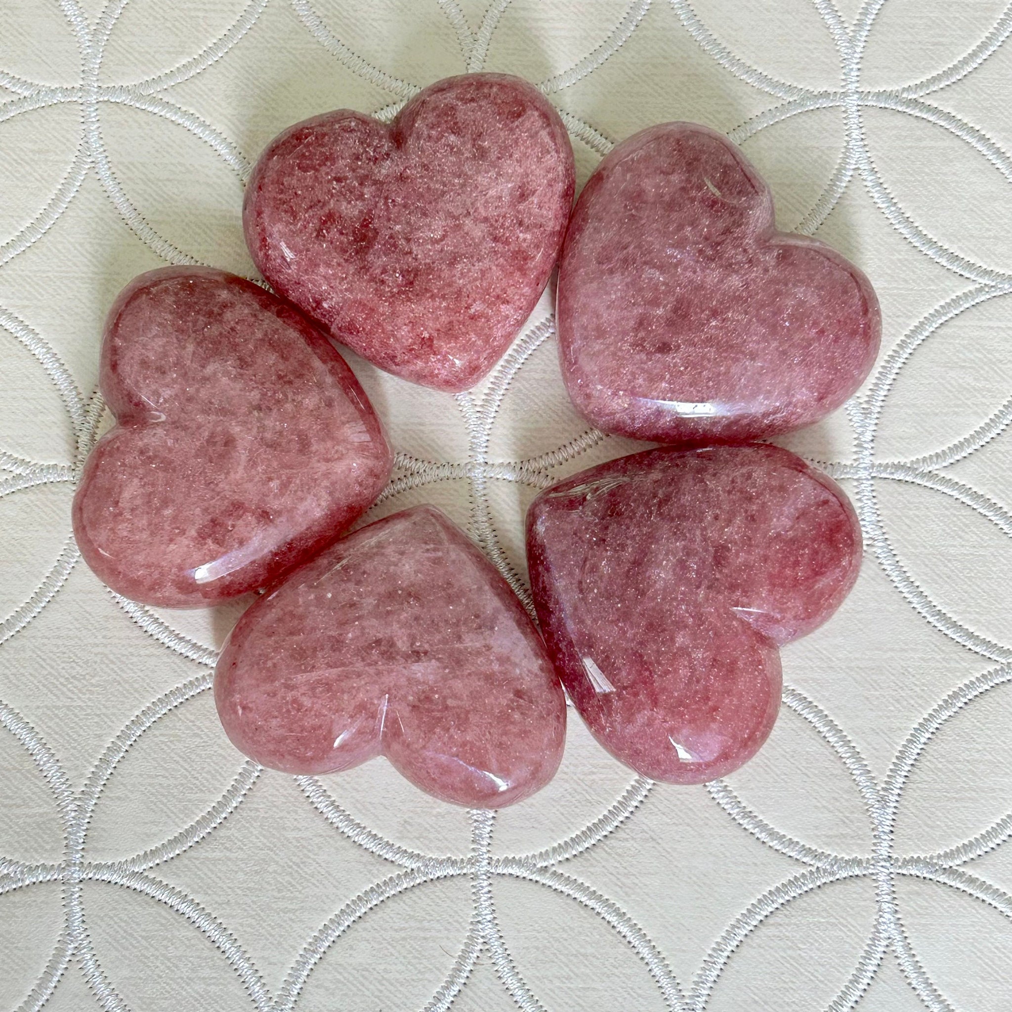 Strawberry Quartz Heart Crystals; Crystal Heart;