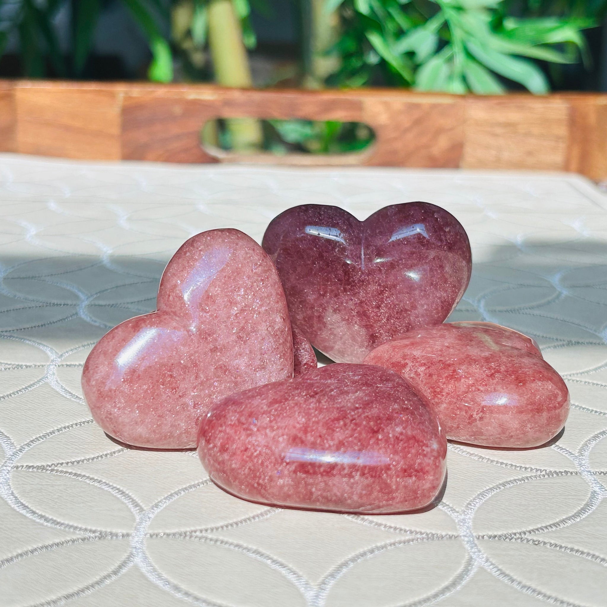 Strawberry Quartz Heart Crystals; Crystal Heart;
