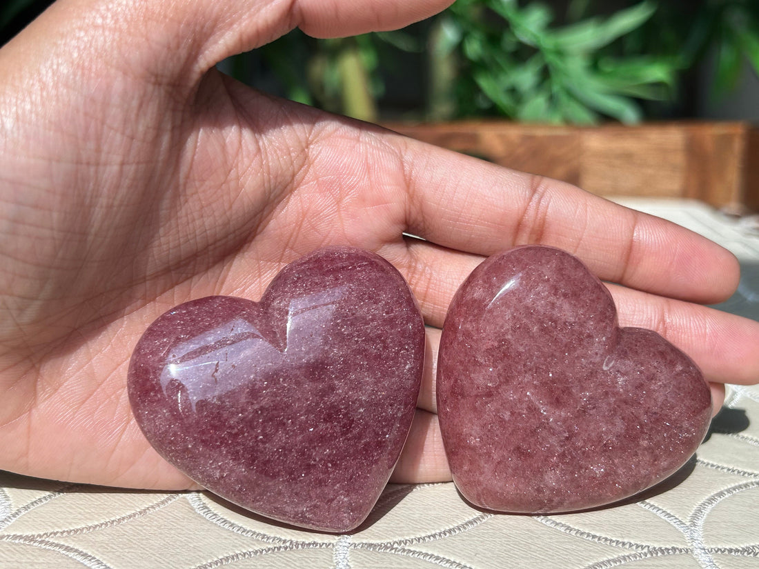 Strawberry Quartz Heart Crystals; Crystal Heart;