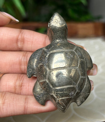 Pyrite Turtle Crystal Carvings; 2.5 inches