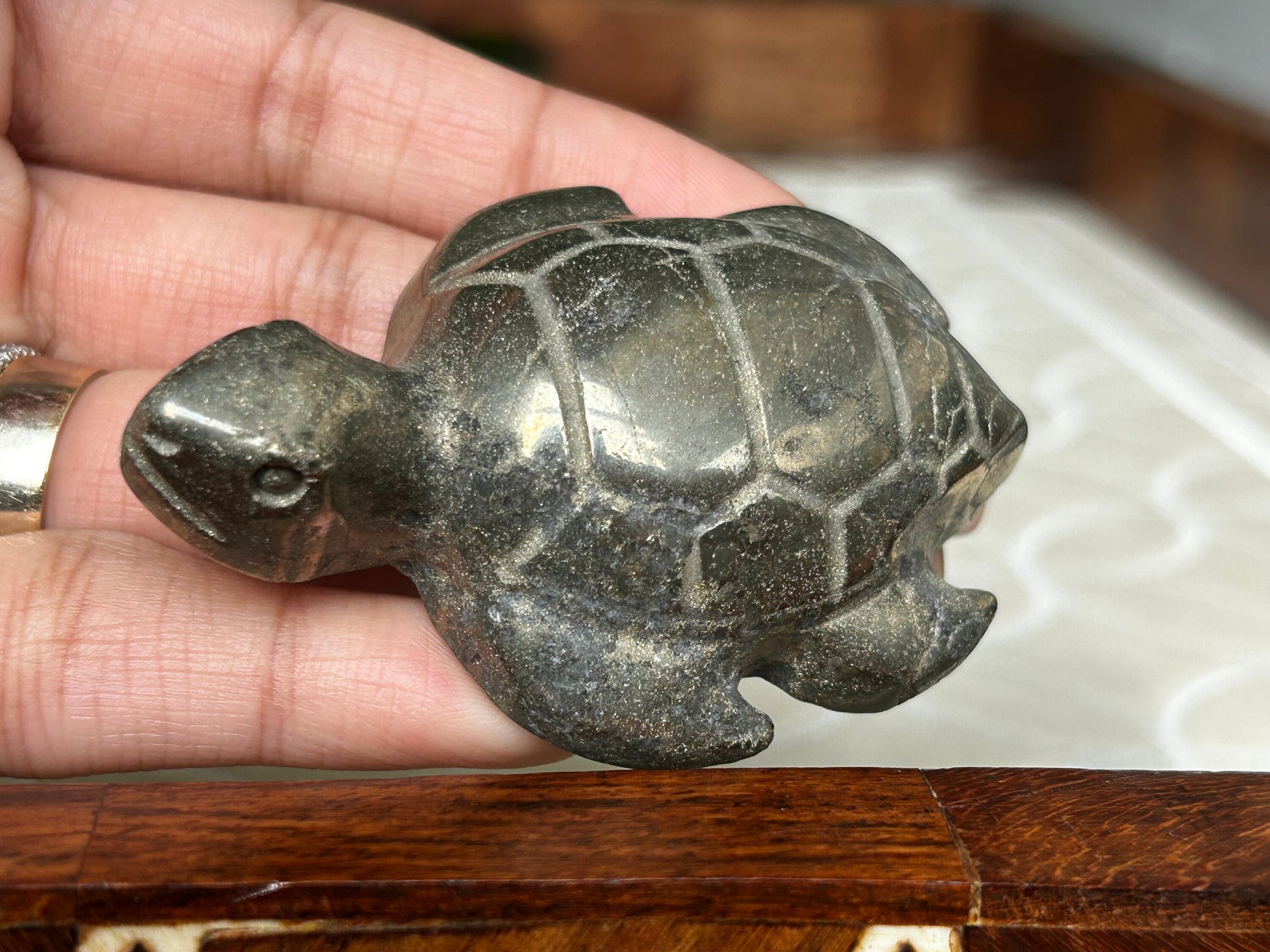 Pyrite Turtle Crystal Carvings; 2.5 inches