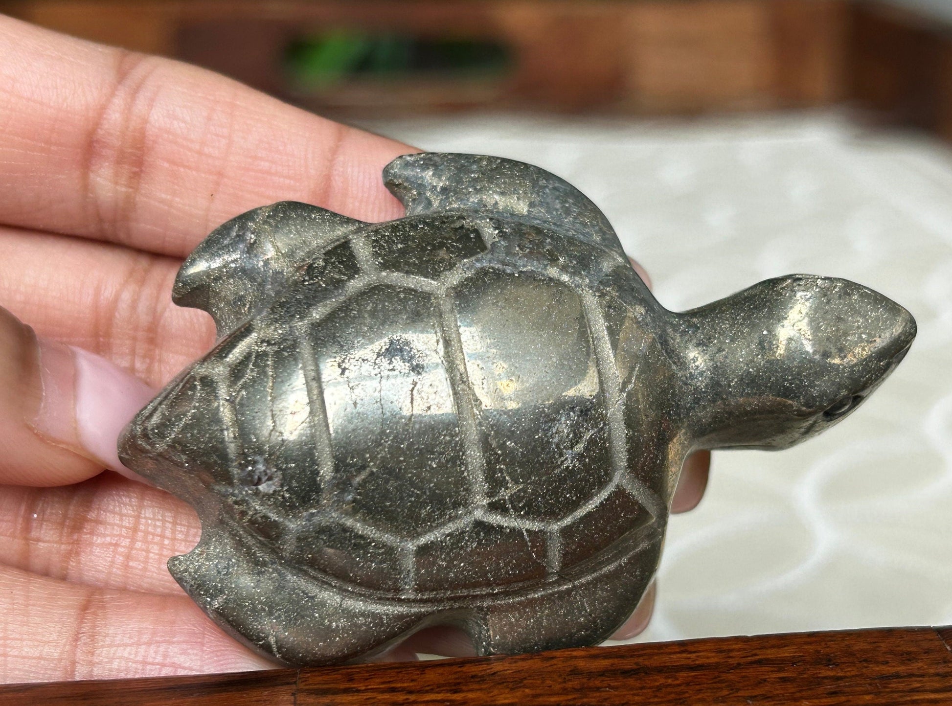 Pyrite Turtle Crystal Carvings; 2.5 inches