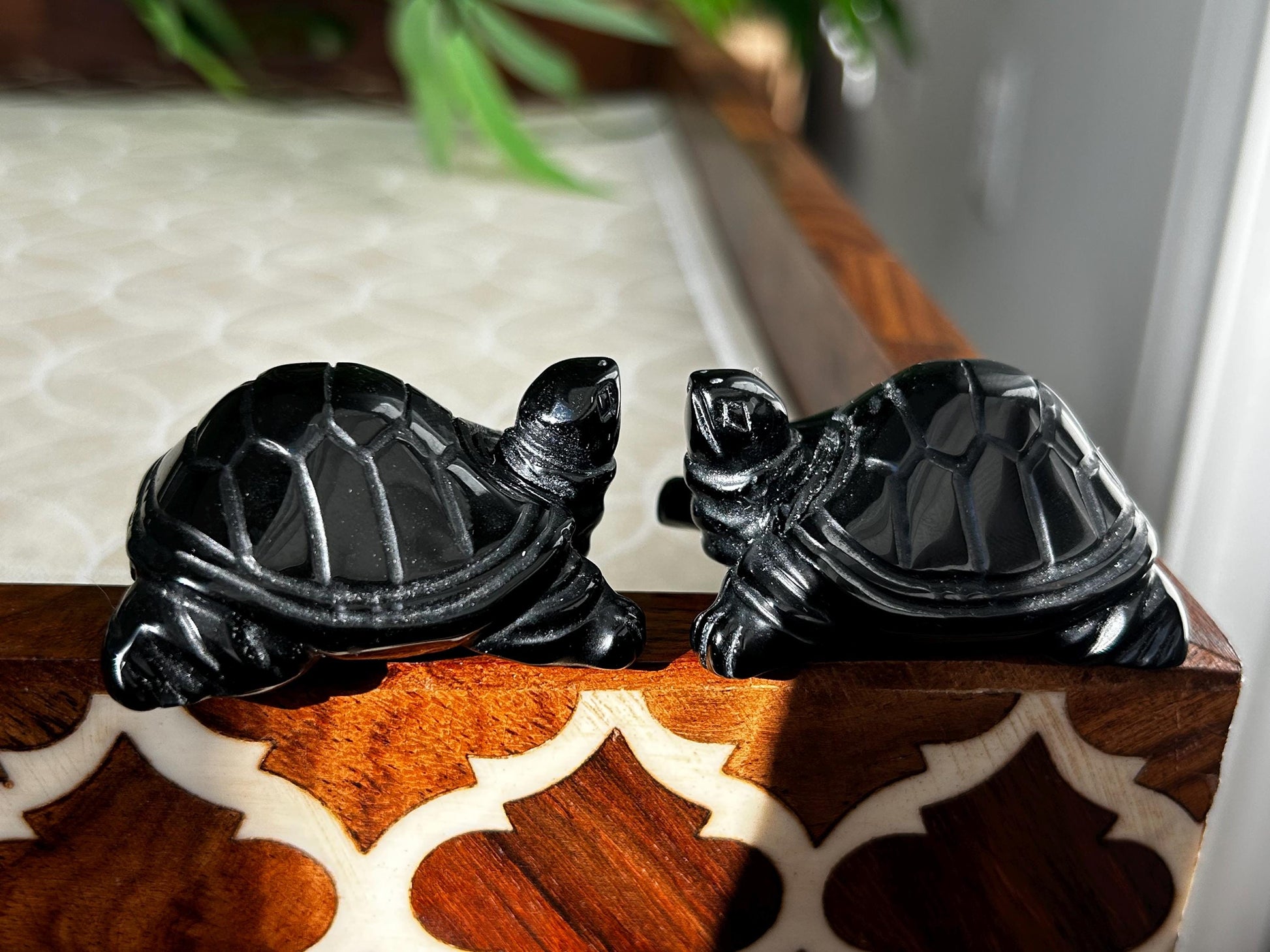 AAA Quality Black Obsidian Crystal Turtles; 1.91 inches
