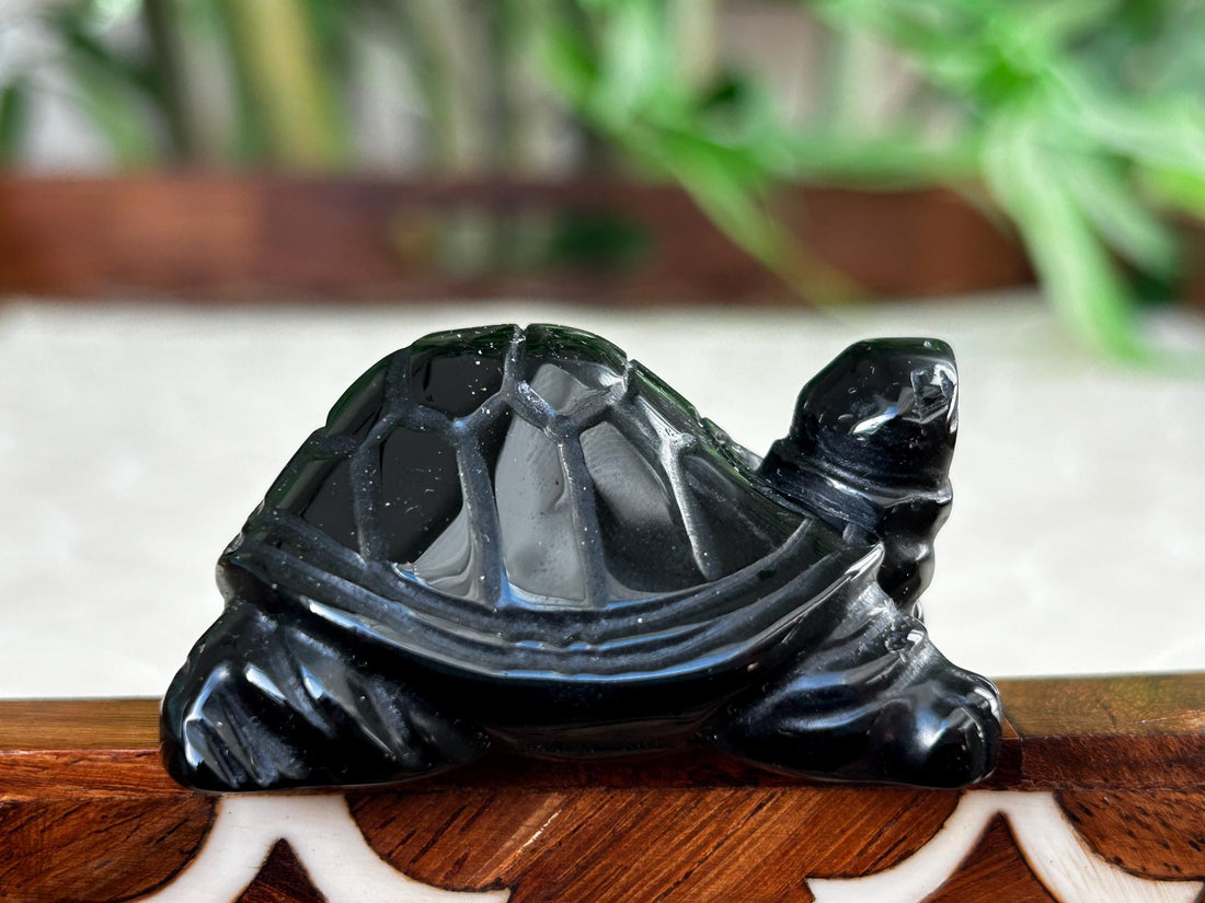 AAA Quality Black Obsidian Crystal Turtles; 1.91 inches