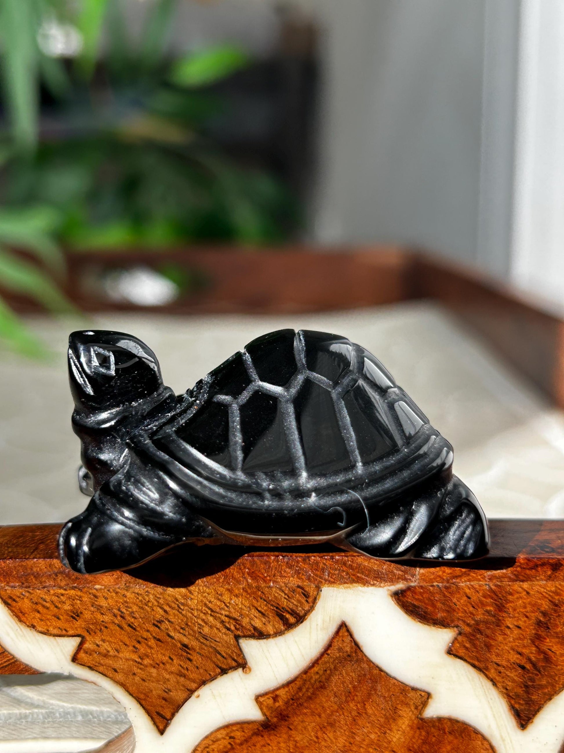 AAA Quality Black Obsidian Crystal Turtles; 1.91 inches