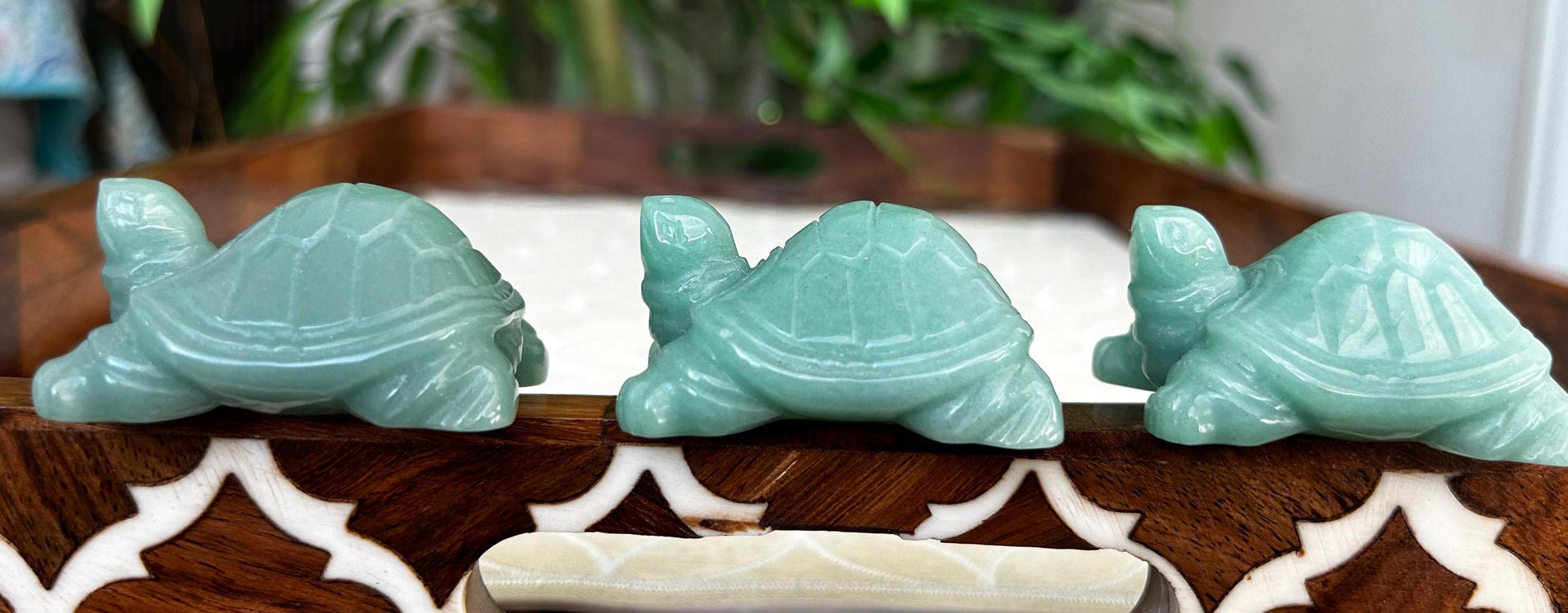 Green Aventurine Turtles ; Crystal Turtle Carvings; 1.96 inches