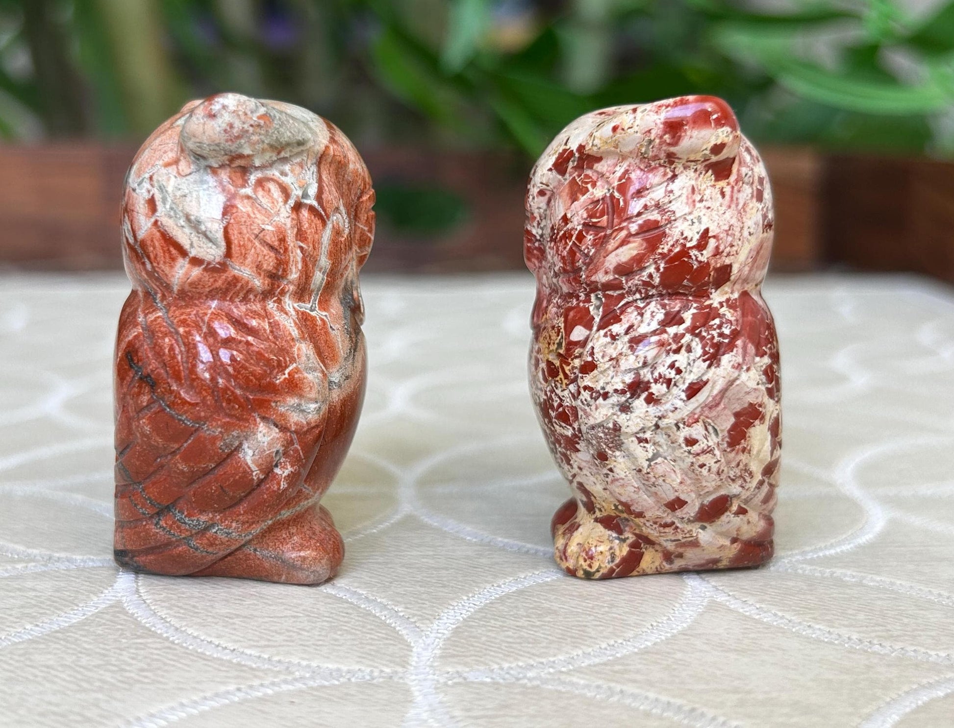 Red Poppy Jasper Crystal Owl Carving (1.97 Inches)