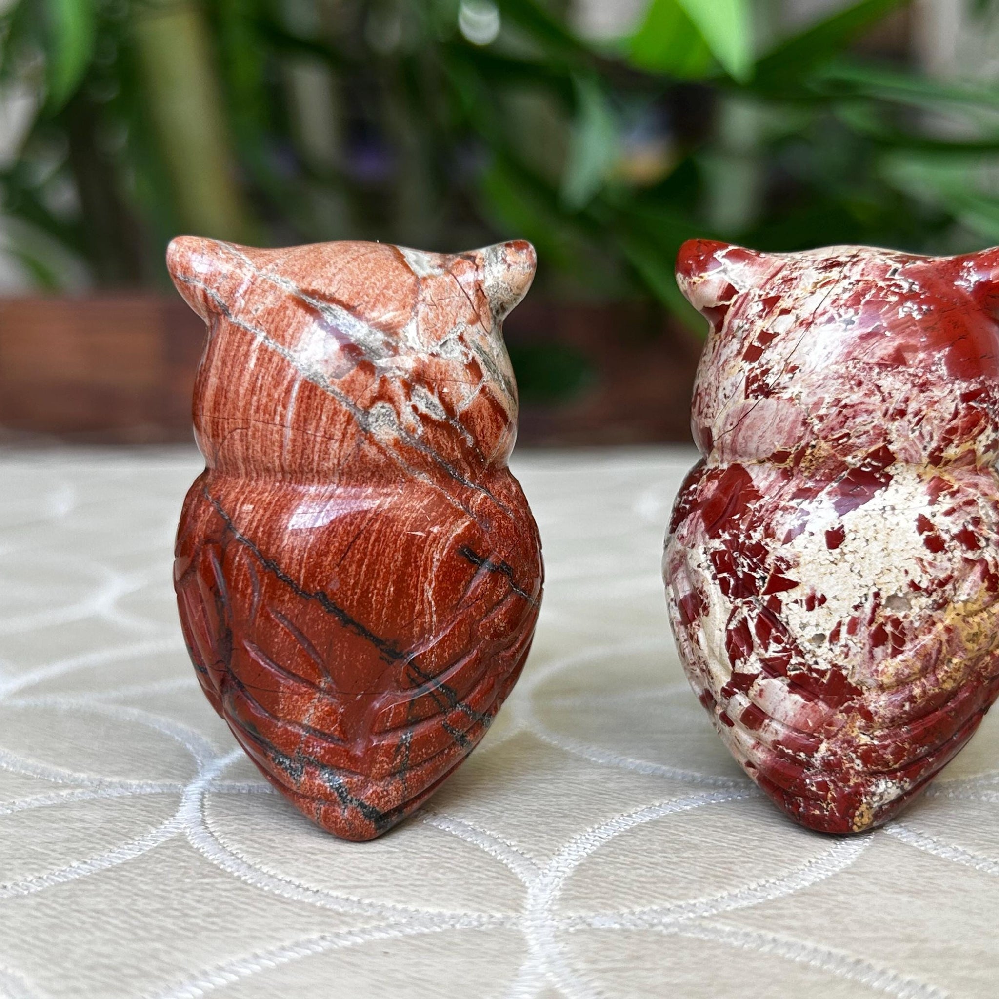Red Poppy Jasper Crystal Owl Carving (1.97 Inches)