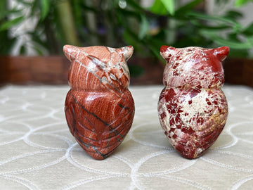 Red Poppy Jasper Crystal Owl Carving (1.97 Inches)