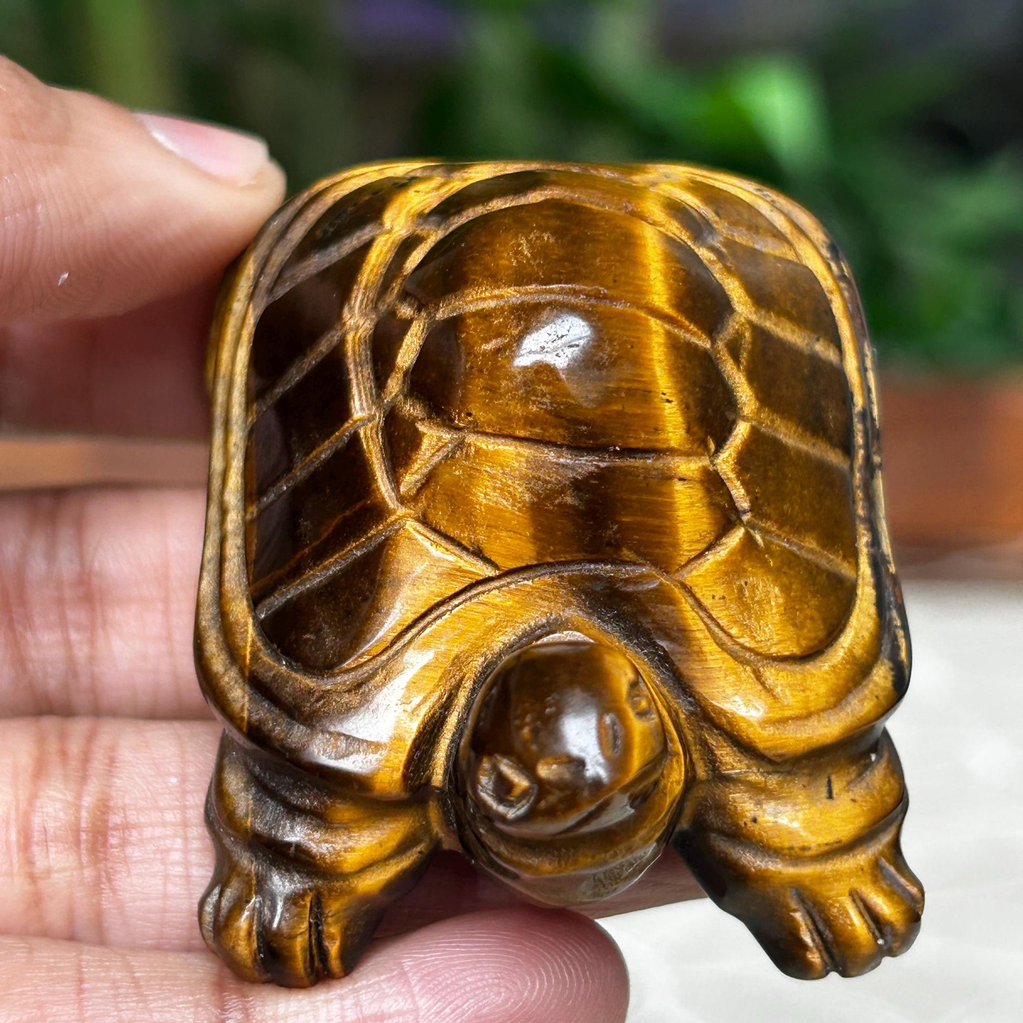 Tiger Eye Crystal Turtle Carving (1.92 inches)