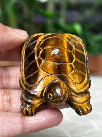 Tiger Eye Crystal Turtle Carving (1.92 inches)