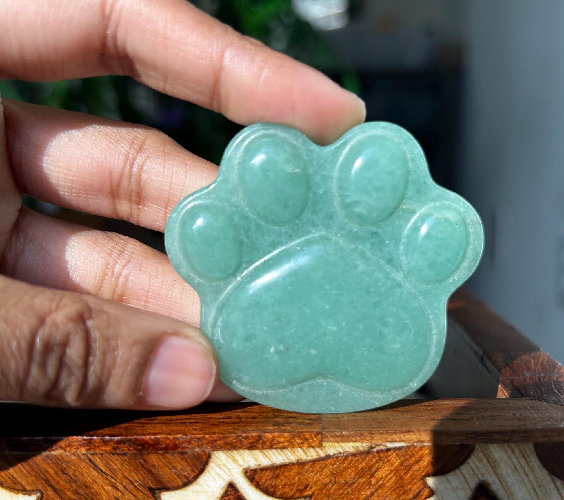 Green Aventurine Dog Paws for dog lovers! 2.05 inches