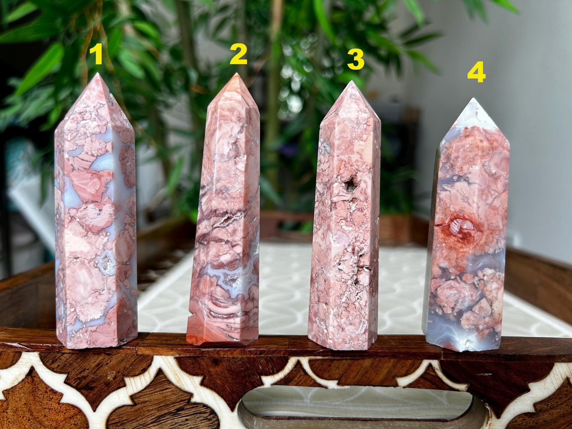 Pink Sakura Agate Tower: Cherry Blossom Crystal Point