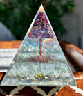Miniature Crystal Trees; Green Aventurine and Garnet Crystal Orgonite Pyramid; 3.14 inches