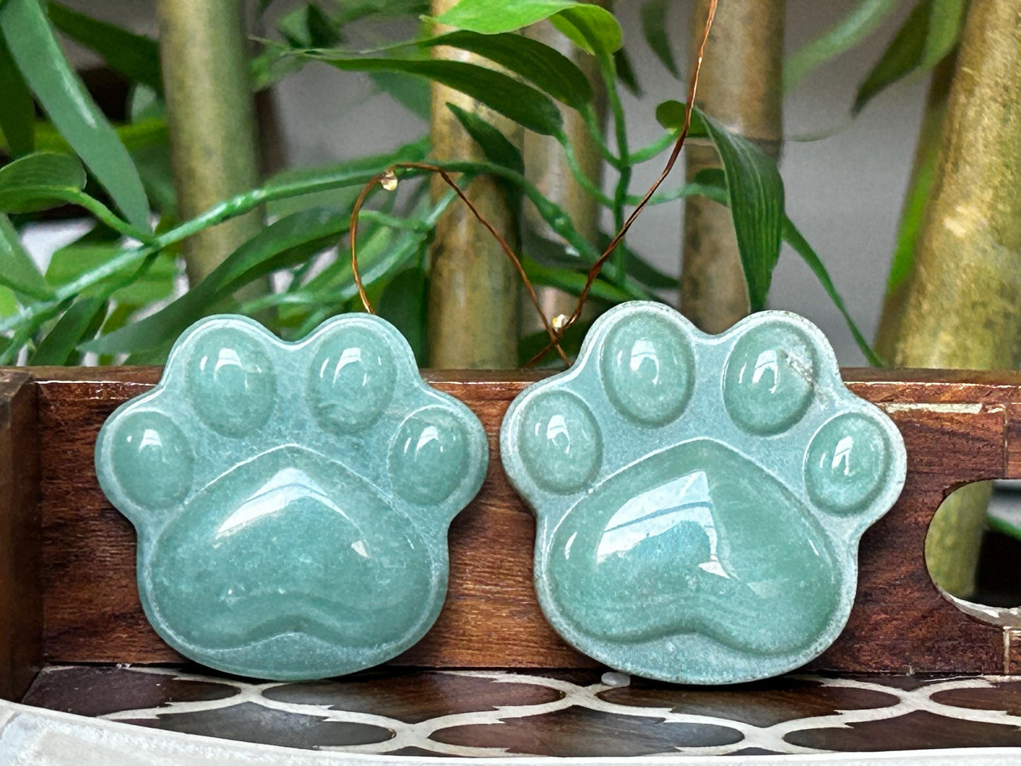 Green Aventurine Dog Paws for dog lovers! 2.05 inches