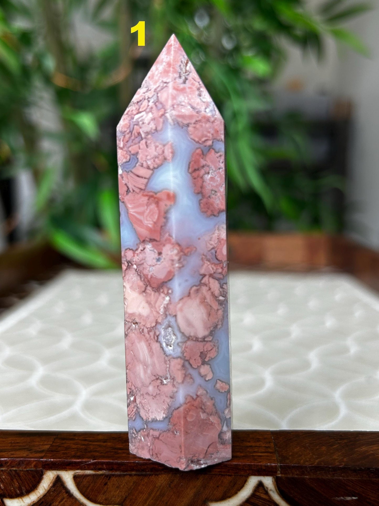Pink Sakura Agate Tower: Cherry Blossom Crystal Point