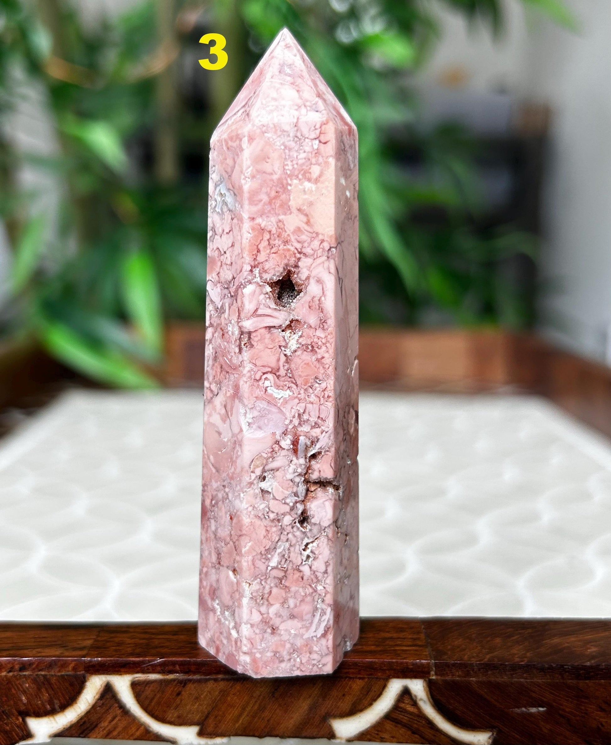 Pink Sakura Agate Tower: Cherry Blossom Crystal Point