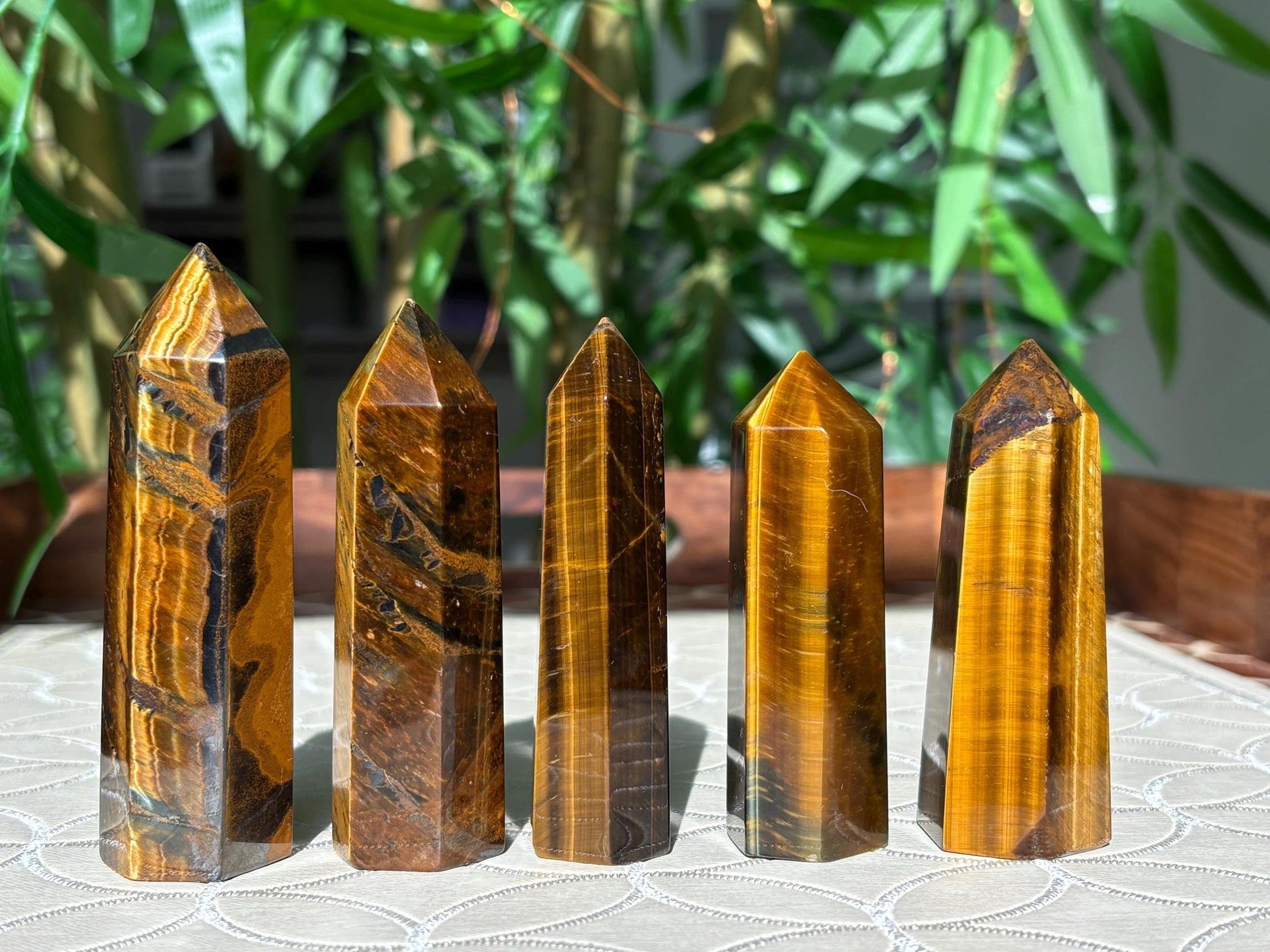 Tiger Eye Crystal Tower: Healing Stone, Home Decor (2.91-3.54 inches)