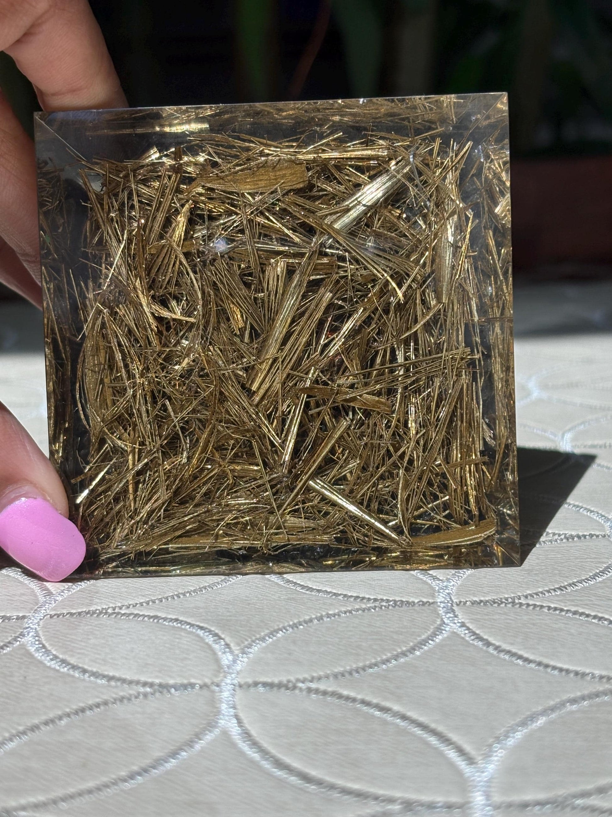 Miniature Crystal Trees; Pyrite Orgonite Pyramid; 3.14 inches