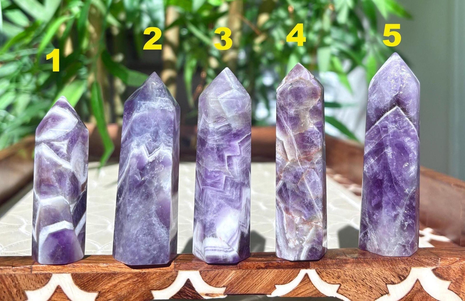 Chevron Amethyst Tower: Banded Purple Quartz Crystal