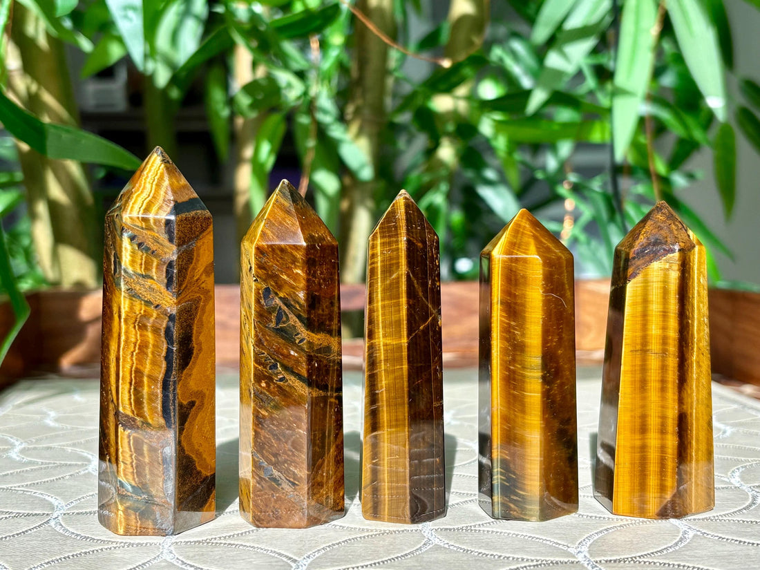 Tiger Eye Crystal Tower: Healing Stone, Home Decor (2.91-3.54 inches)
