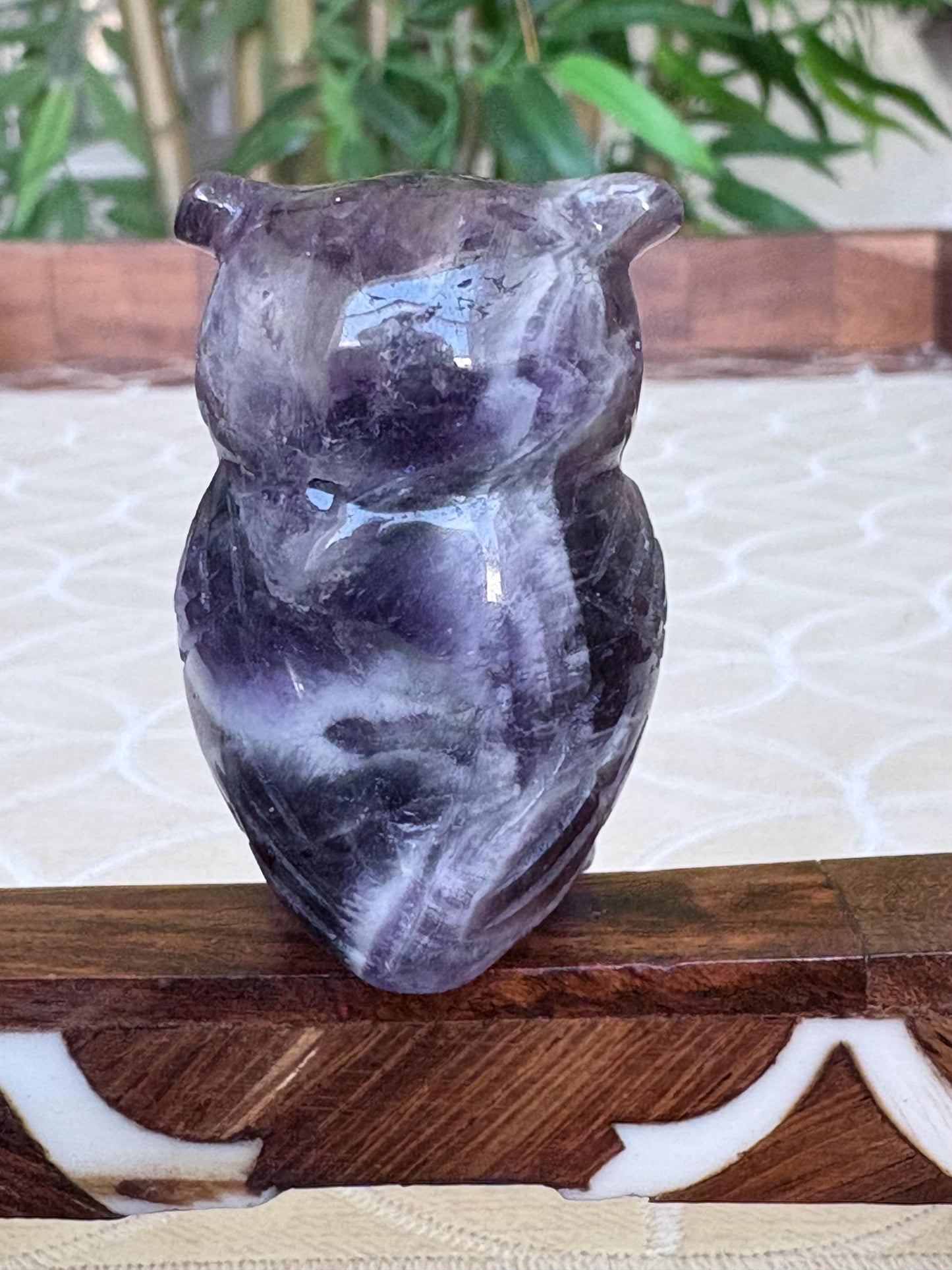 Chevron Amethyst Owls; 1.64 Inches