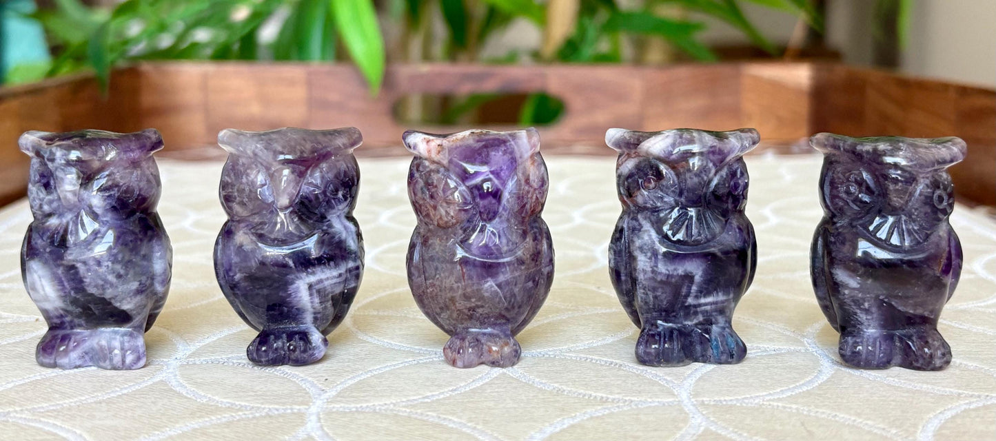Chevron Amethyst Owls; 1.64 Inches