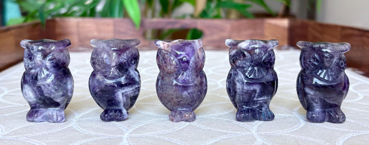 Chevron Amethyst Owls; 1.64 Inches