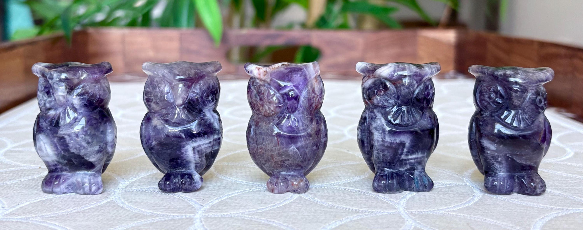 Chevron Amethyst Owls; 1.64 Inches