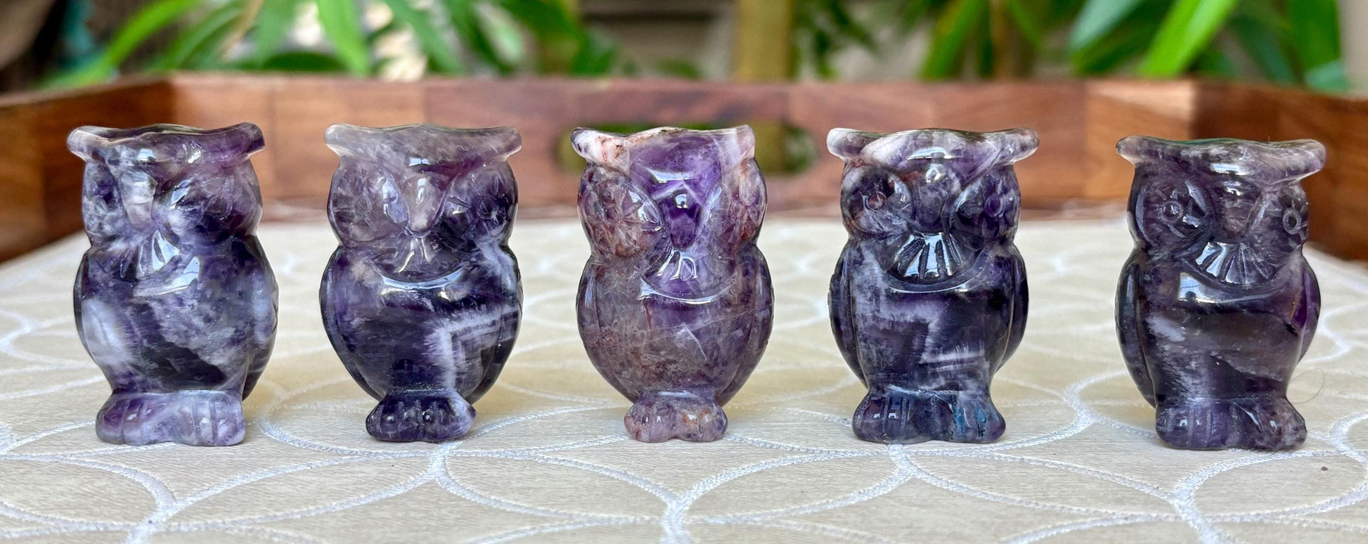 Chevron Amethyst Owls; 1.64 Inches