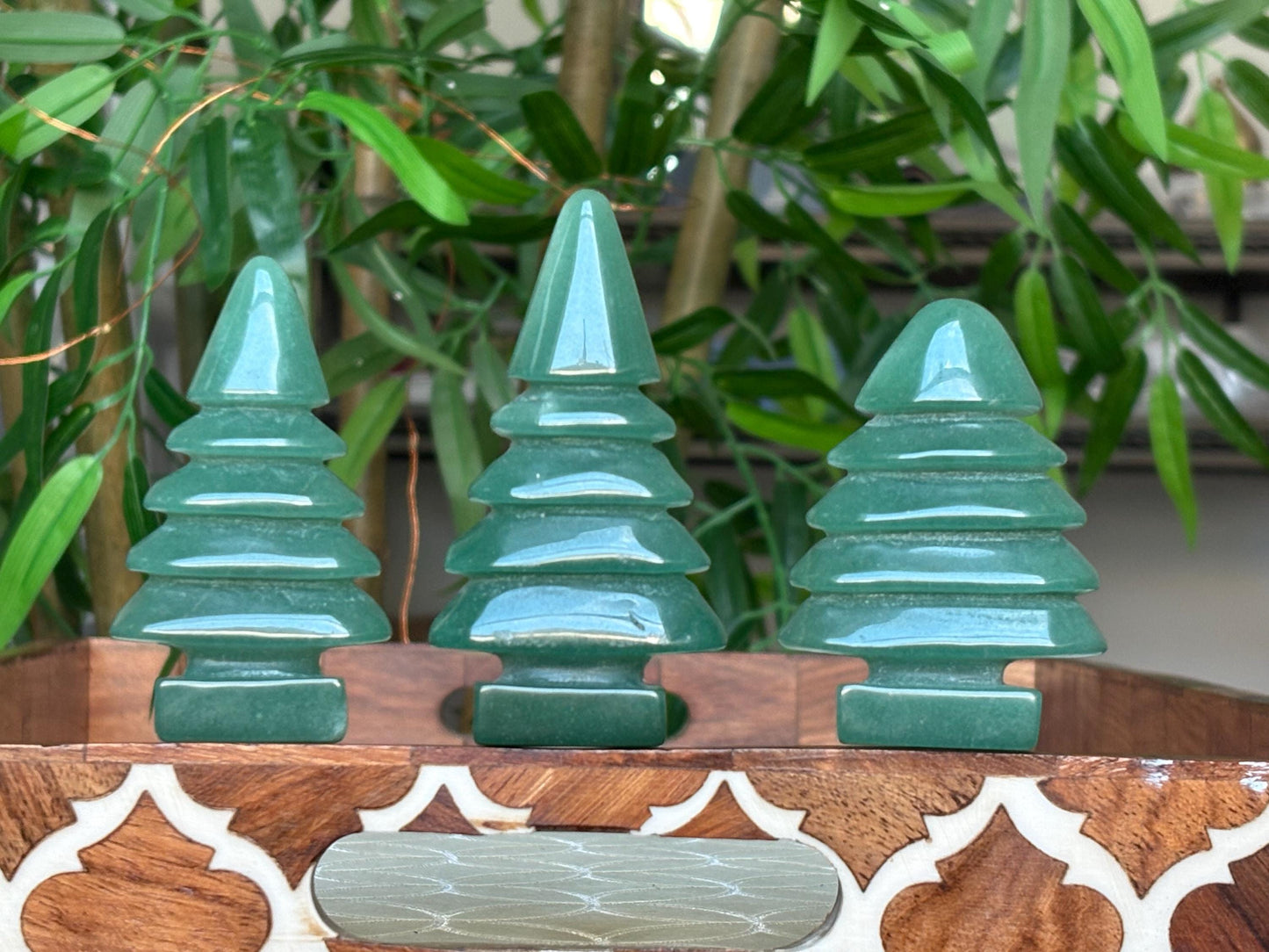 Green Aventurine Christmas Trees; 2.3- 3 inches