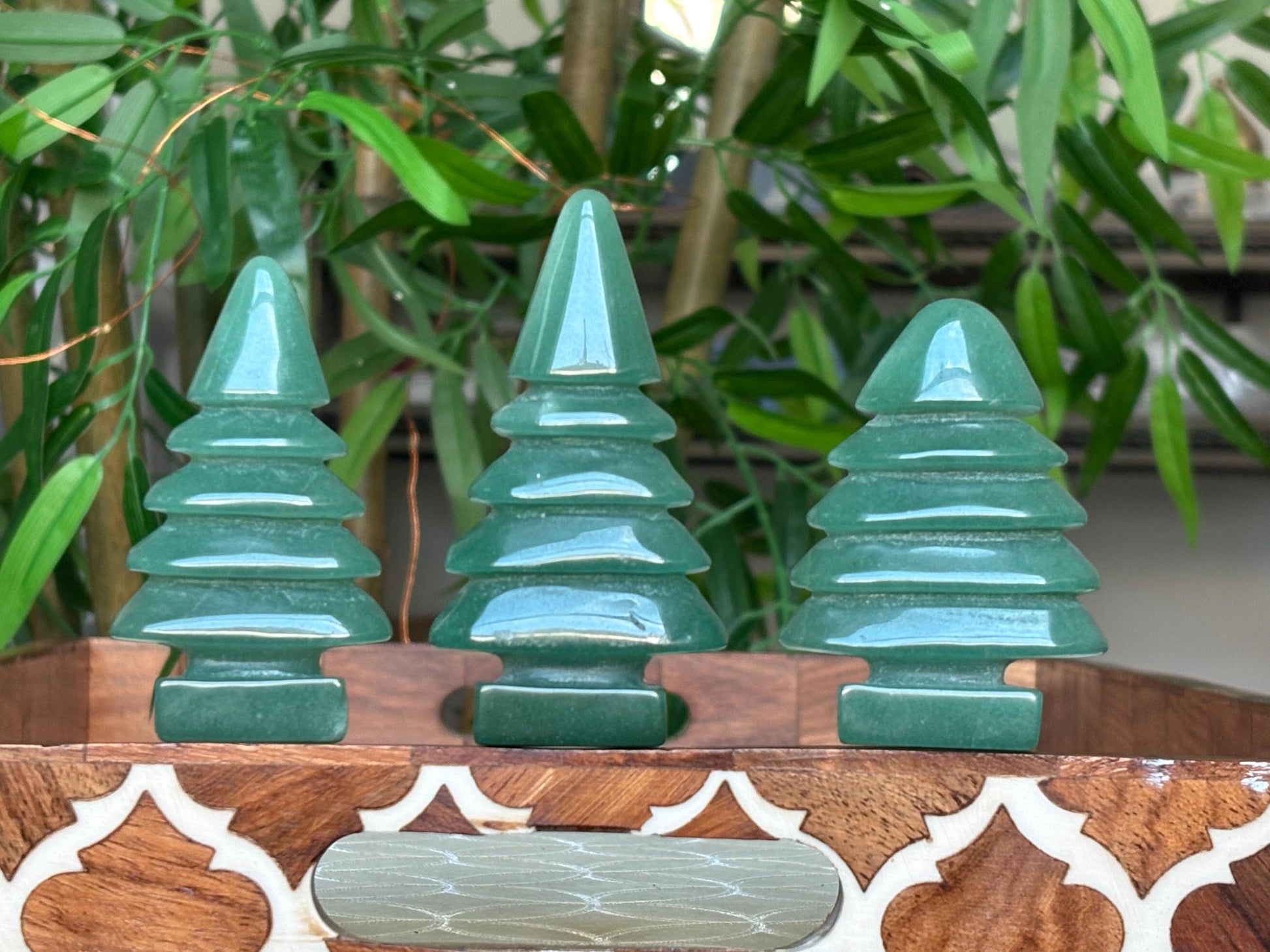 Green Aventurine Christmas Trees; 2.3- 3 inches