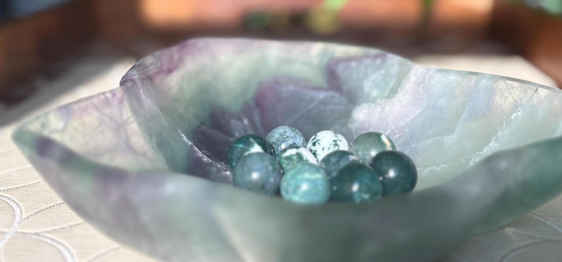 Mini Moss Agate Spheres; 16mm