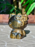 Tiger's Eye Hello Kitty Hand Carving; 2.23 inches