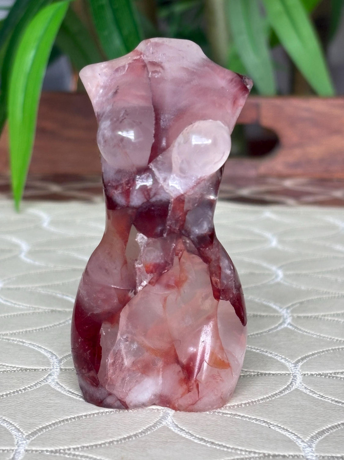 Fire Quartz Crystal Women's Body: Grounding Healing Stone (3.30 inches
