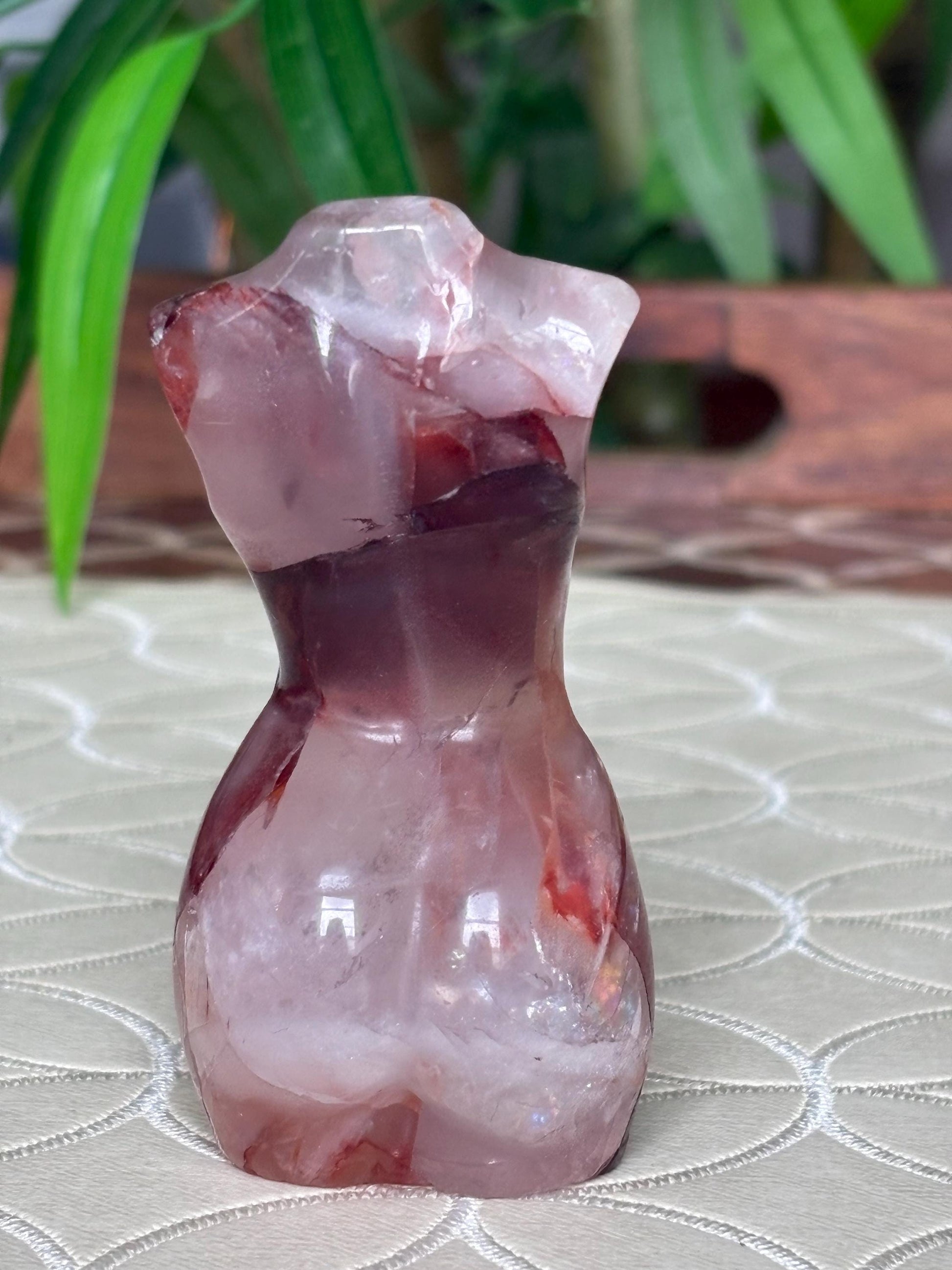 Fire Quartz Crystal Women's Body: Grounding Healing Stone (3.30 inches