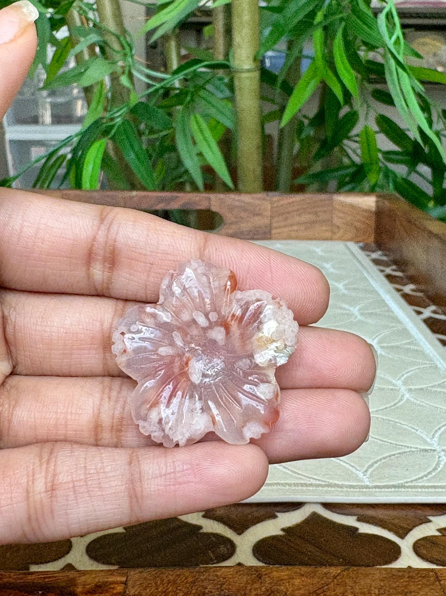 Flower Agate Crystal Carving- Flowers; 1.28 inches