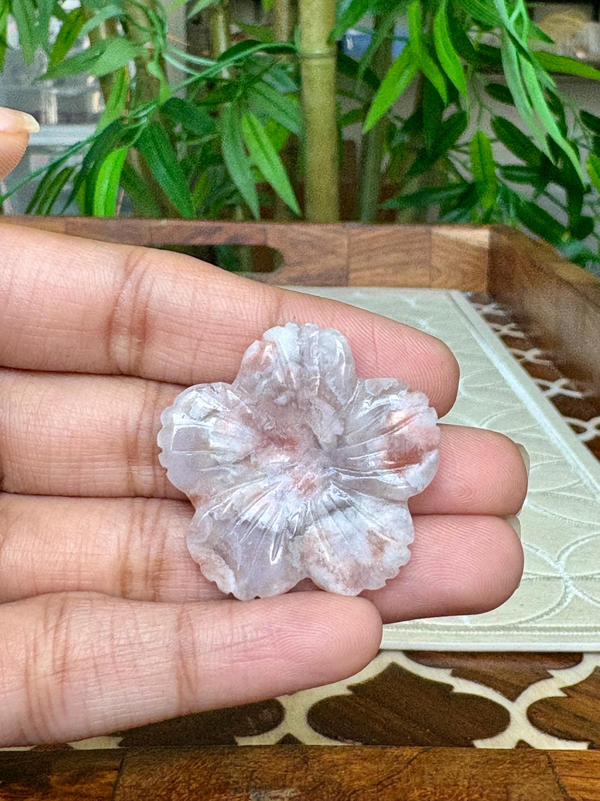Flower Agate Crystal Carving- Flowers; 1.28 inches