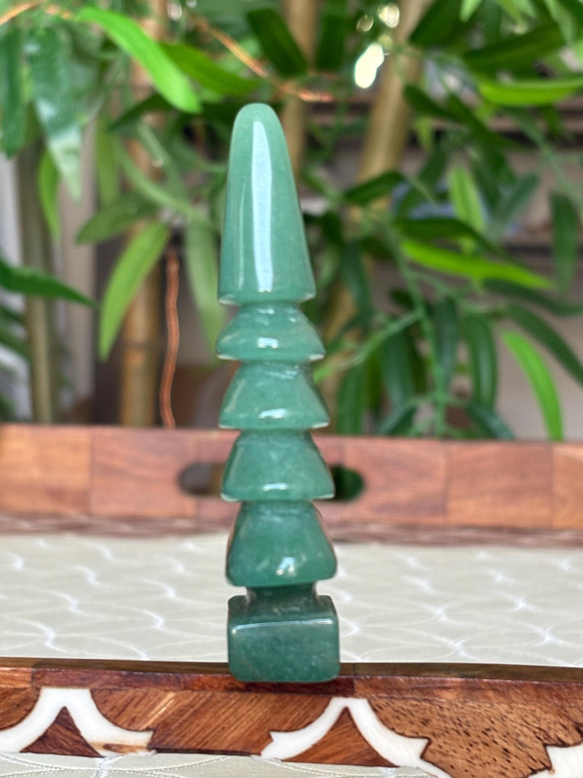 Green Aventurine Christmas Trees; 2.3- 3 inches