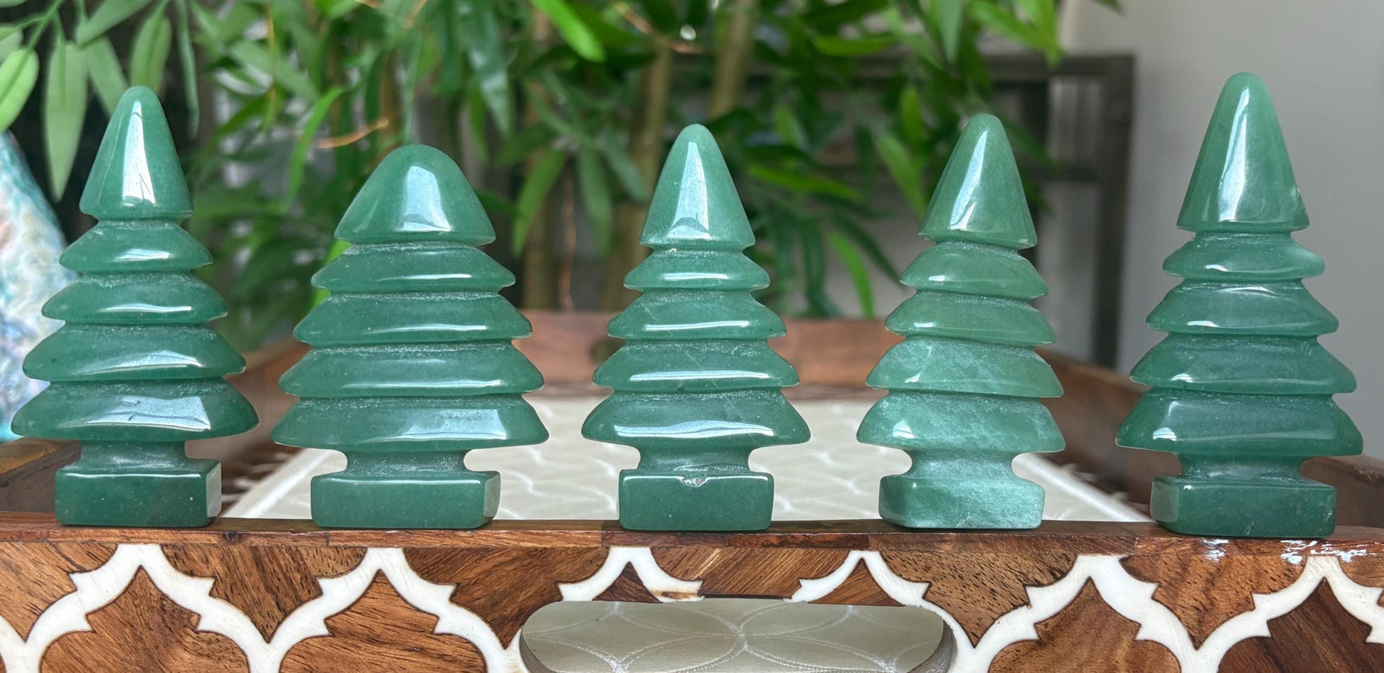 Green Aventurine Christmas Trees; 2.3- 3 inches