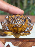 Tiger Eye Lotus Carving ; 1.90 inches