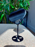 Midnight Lace Ice Obsidian Crystal Moon Carving with Stand ; 2.64 Inches