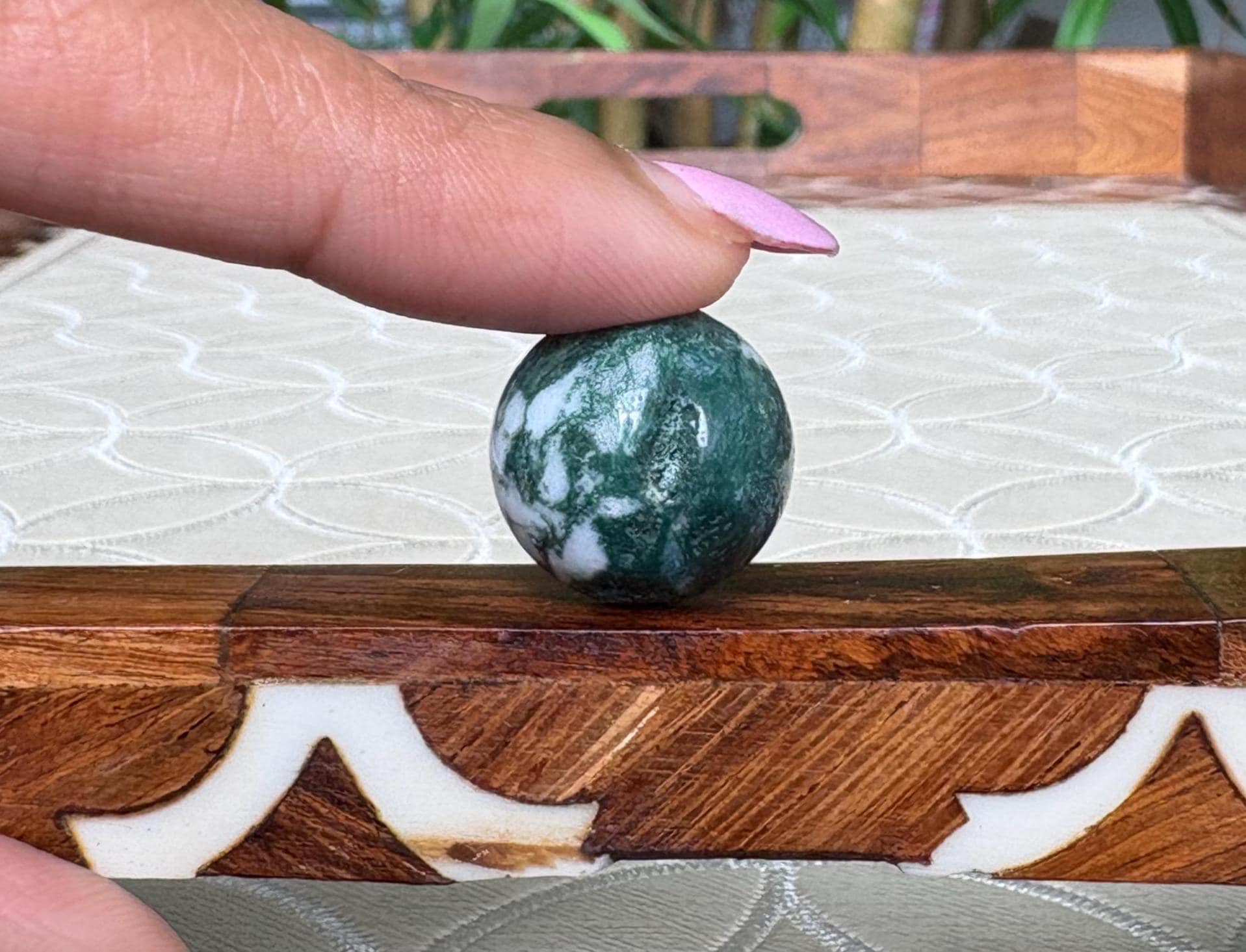 Mini Moss Agate Spheres; 16mm