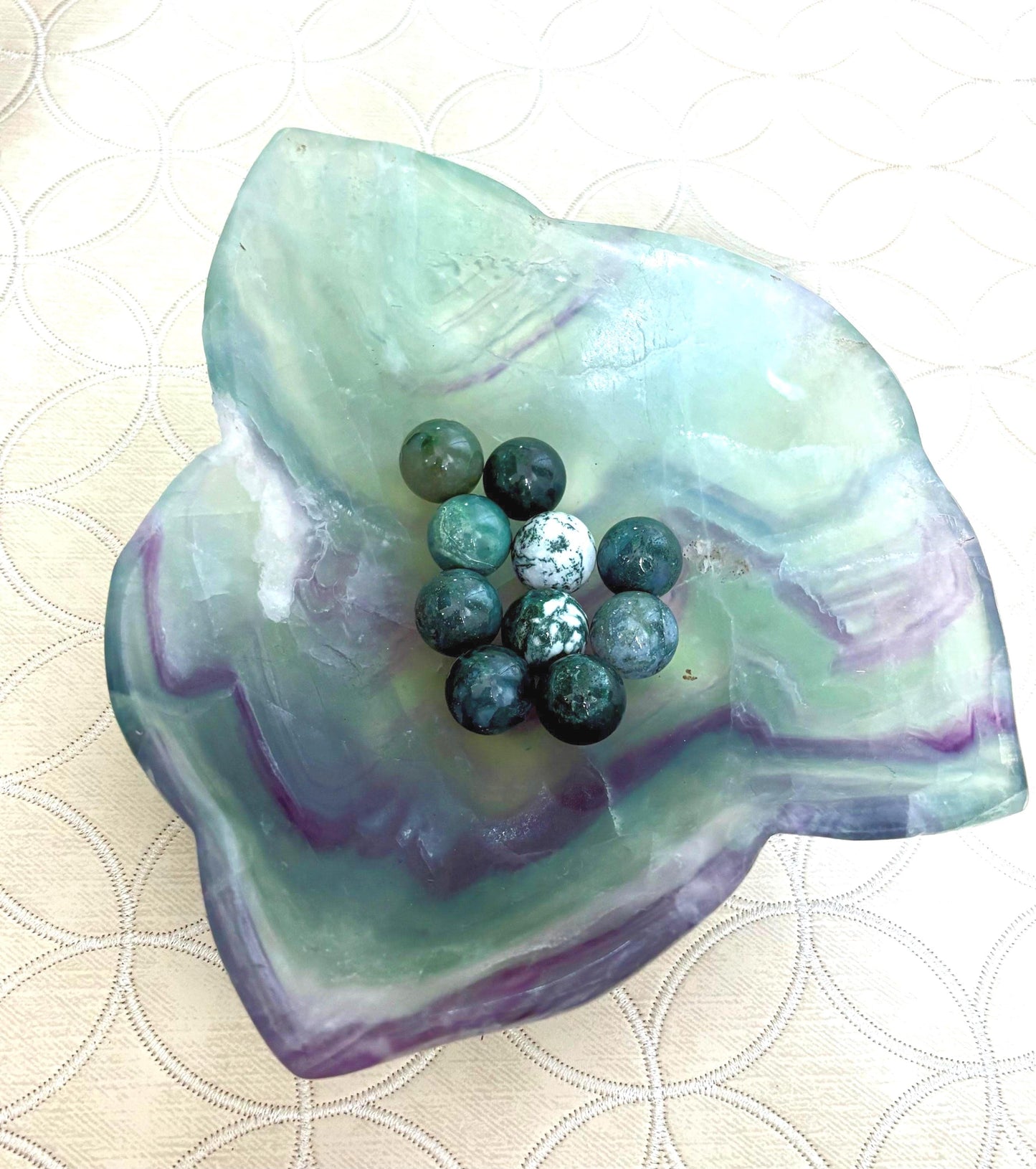 Mini Moss Agate Spheres; 16mm